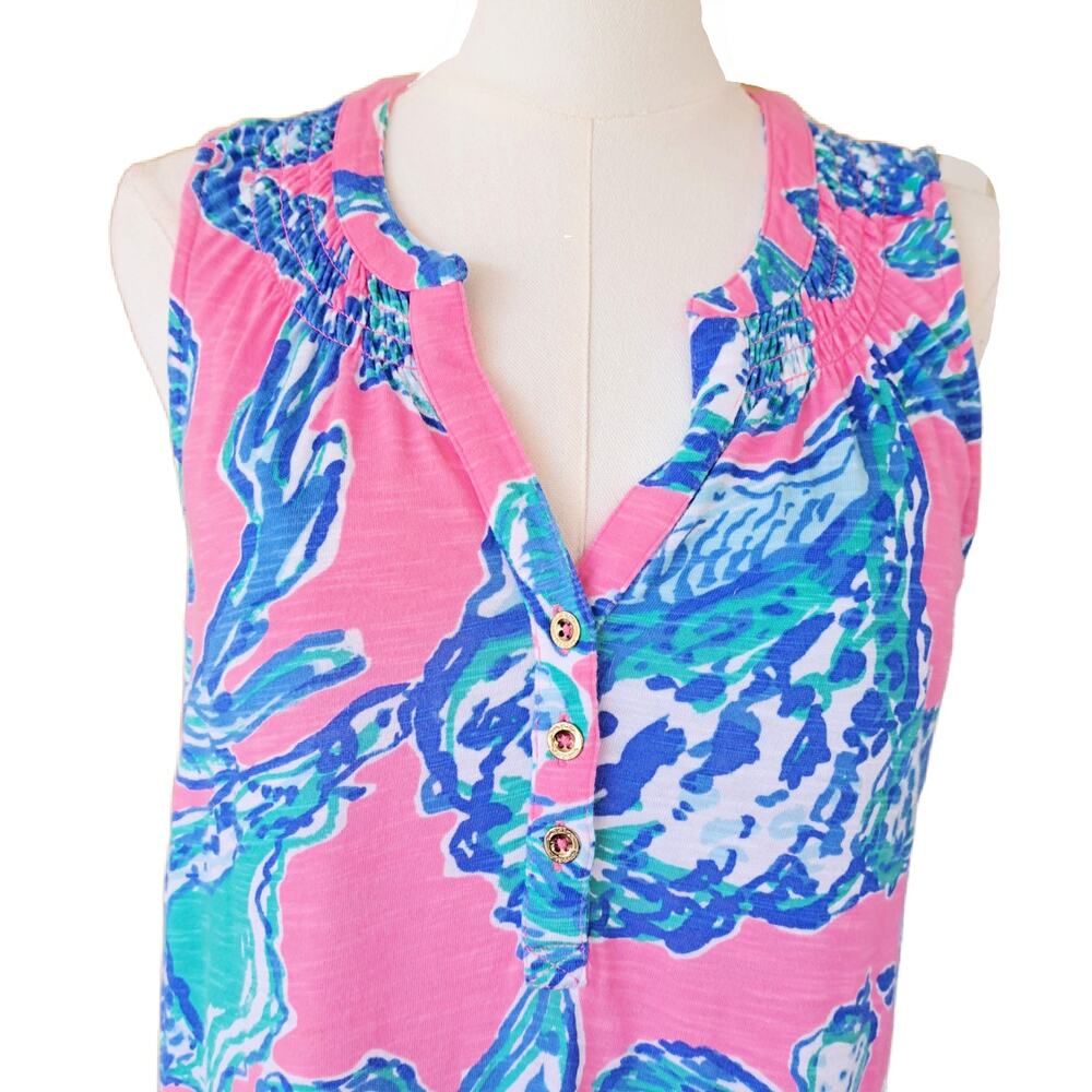 LILLY PULTZER Essie Sleeveless Mini Dress Pink Pout Barefoot Princess Shells XS - Picture 5 of 10